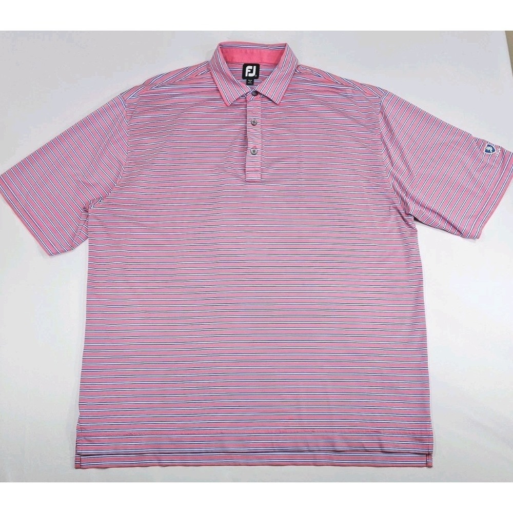 FootJoy XXLarge ProDry Performance golf polo‎ shirt in pink and blue stripes